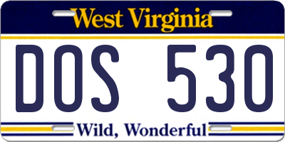 WV license plate DOS530