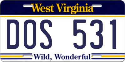 WV license plate DOS531