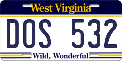 WV license plate DOS532