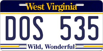 WV license plate DOS535