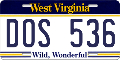 WV license plate DOS536