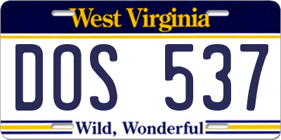 WV license plate DOS537