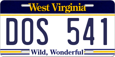 WV license plate DOS541
