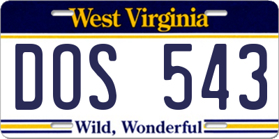 WV license plate DOS543