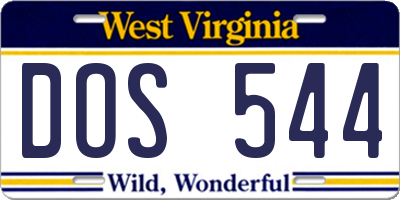 WV license plate DOS544