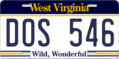 WV license plate DOS546