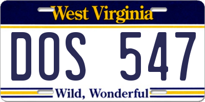 WV license plate DOS547