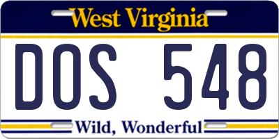 WV license plate DOS548