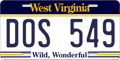WV license plate DOS549