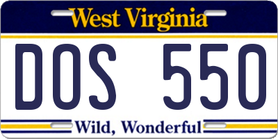 WV license plate DOS550