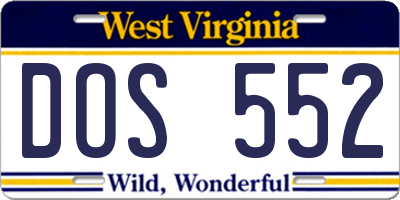WV license plate DOS552