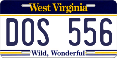 WV license plate DOS556