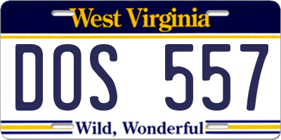 WV license plate DOS557