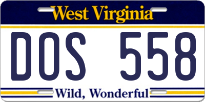 WV license plate DOS558