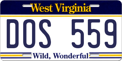 WV license plate DOS559