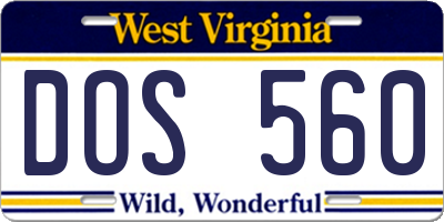 WV license plate DOS560