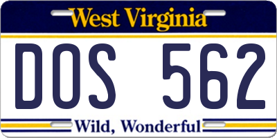WV license plate DOS562