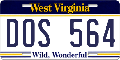 WV license plate DOS564