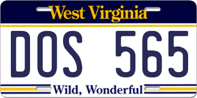 WV license plate DOS565
