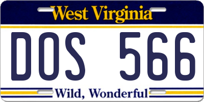 WV license plate DOS566