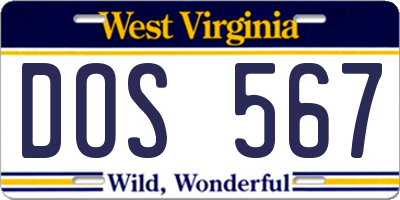 WV license plate DOS567