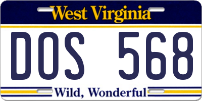 WV license plate DOS568