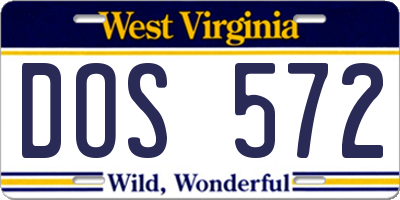 WV license plate DOS572