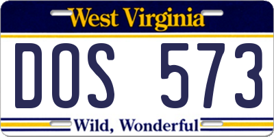 WV license plate DOS573