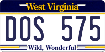 WV license plate DOS575