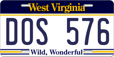 WV license plate DOS576