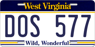 WV license plate DOS577