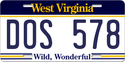WV license plate DOS578