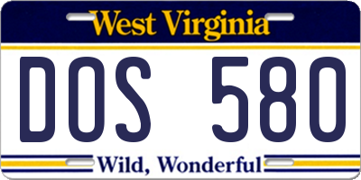 WV license plate DOS580