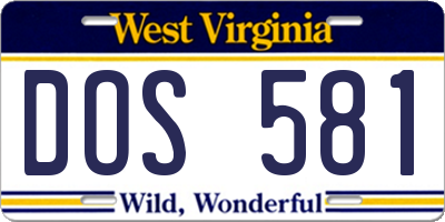 WV license plate DOS581