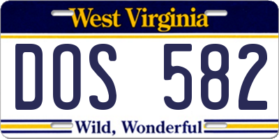 WV license plate DOS582
