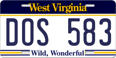 WV license plate DOS583