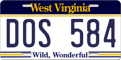 WV license plate DOS584