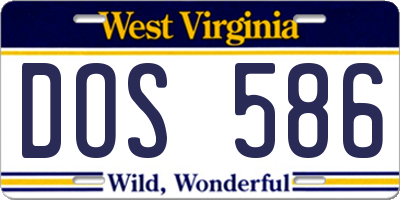 WV license plate DOS586