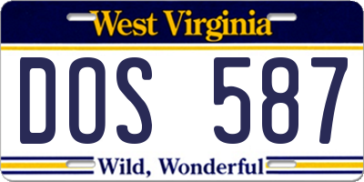 WV license plate DOS587