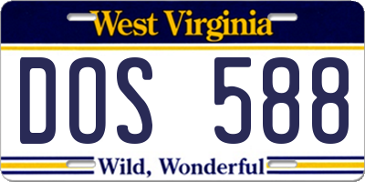 WV license plate DOS588