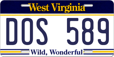 WV license plate DOS589