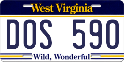 WV license plate DOS590