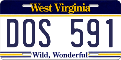 WV license plate DOS591