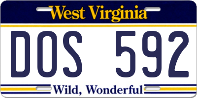 WV license plate DOS592