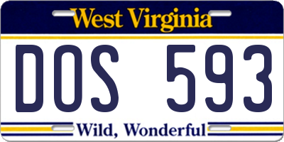 WV license plate DOS593