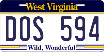 WV license plate DOS594