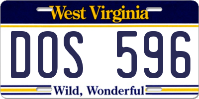WV license plate DOS596