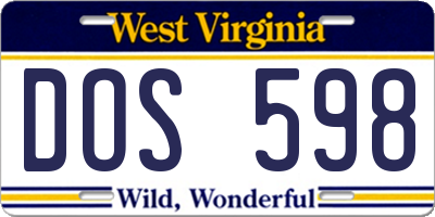 WV license plate DOS598