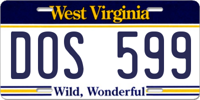 WV license plate DOS599