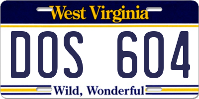 WV license plate DOS604